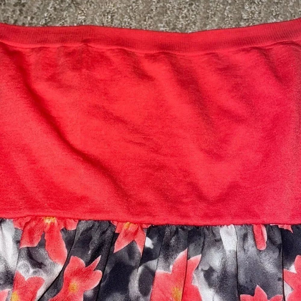 Strapless Red Floral Mini Dress - Picture 4 of 7